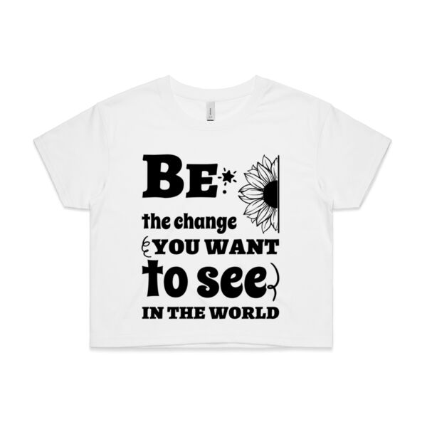 Be the change you want to see in the world women's scoop neck short sleeve light grey T Shirt sunflo Thumbnail